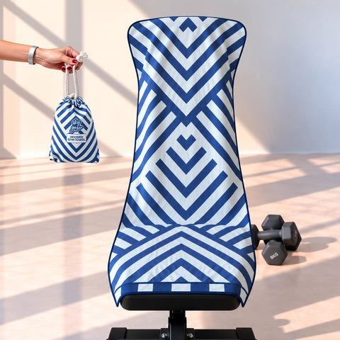 Reversible Hooded Gym Towel- Tri Blue