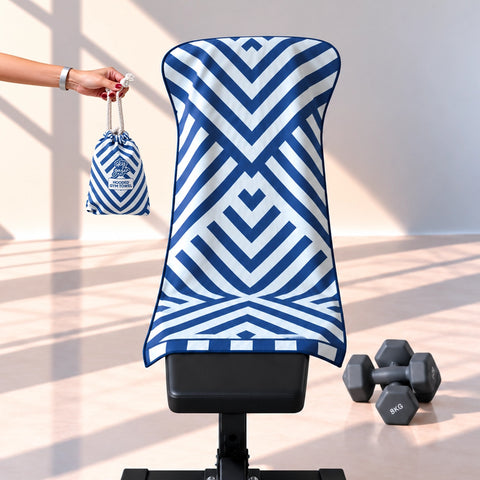 Reversible Hooded Gym Towel- Tri Blue