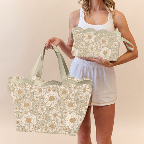 Scalloped Wet Bag- Casuarina