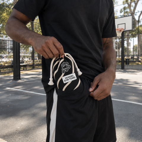 Reversible Hooded Gym Towel- Linea Black