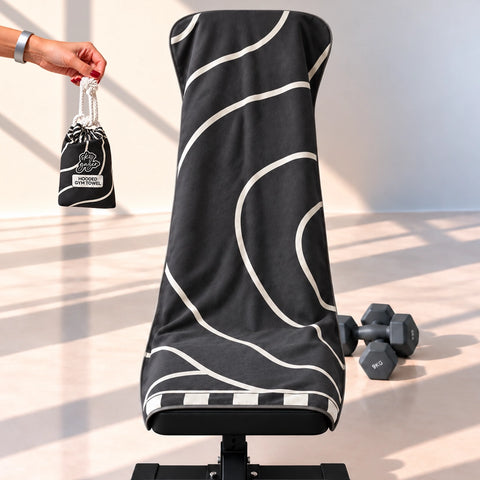 Reversible Hooded Gym Towel- Linea Black