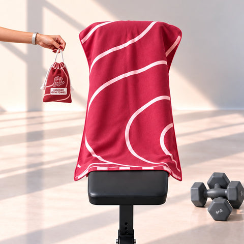 Reversible Hooded Gym Towel- Linea Burgundy