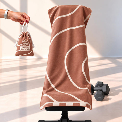 Reversible Hooded Gym Towel- Linea Mocha