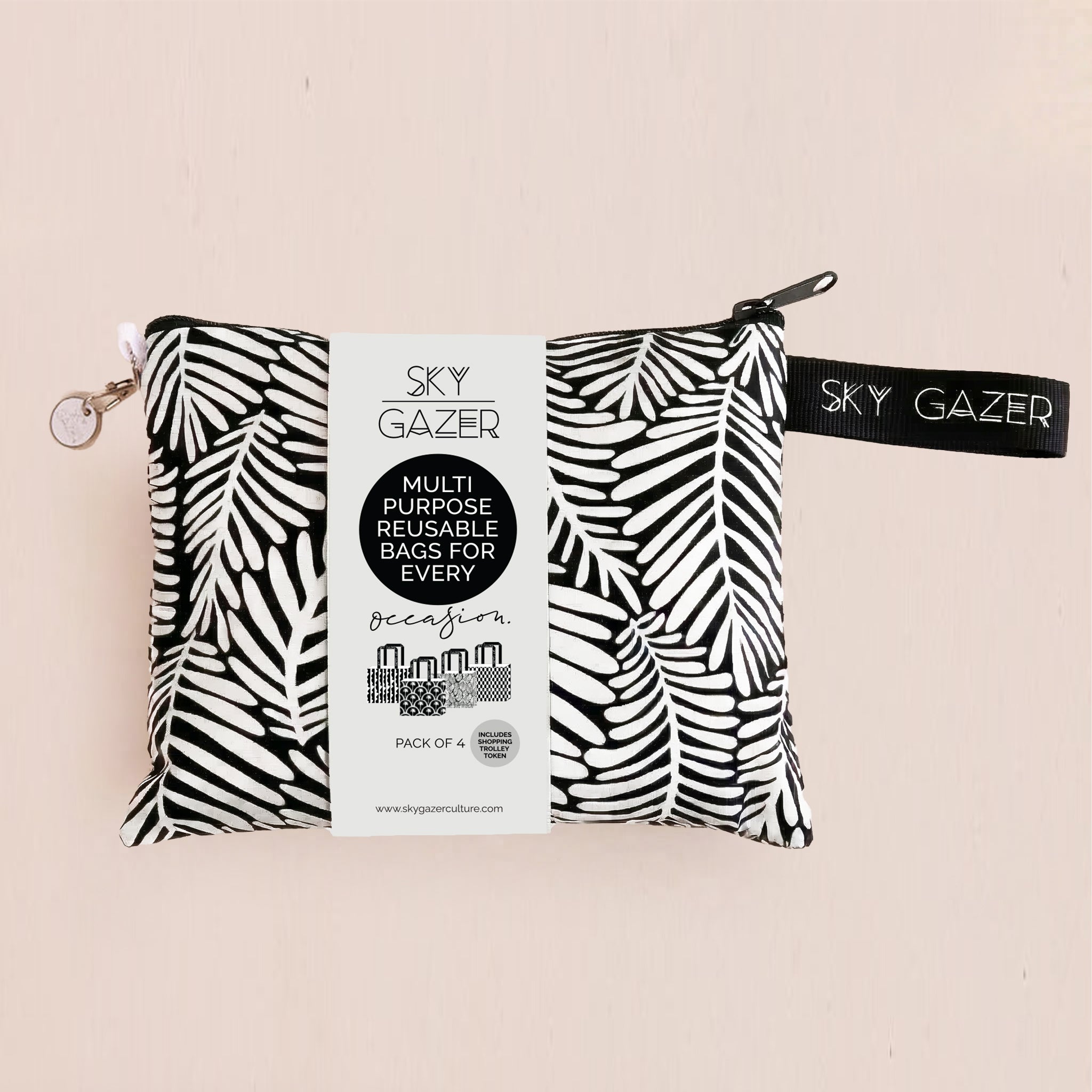 Multi-Purpose Reusable Bags (Pack of 4) Black Palm NEW IN!