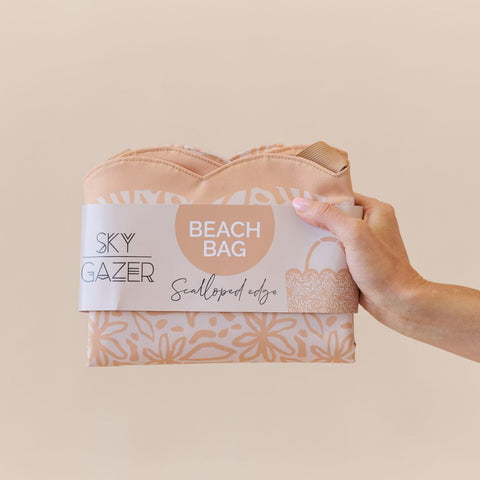 Scalloped Edge Beach Bag- Amber Bloom