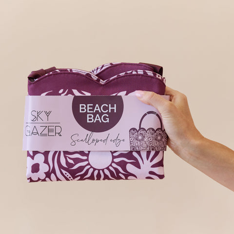 Scalloped Edge Beach Bag- Berry Sunrise