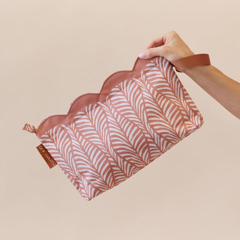 Scalloped Wet Bag- Mocha Fern
