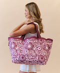 Scalloped Edge Beach Bag- Berry Sunrise