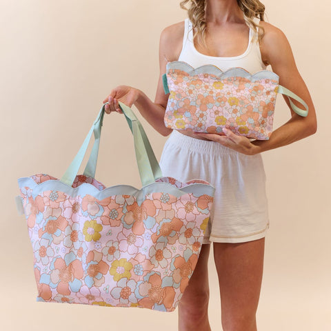 Scalloped Wet Bag- Floral Azure