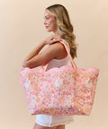Scalloped Edge Beach Bag- Flower Power