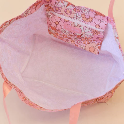 Scalloped Edge Beach Bag- Flower Power