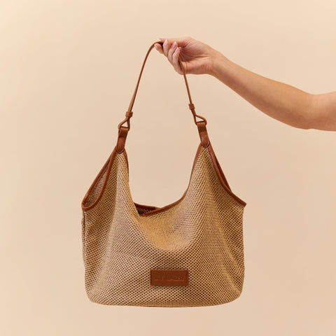 2-in-1 Luxe Shoulder Bag & Clutch- Tan