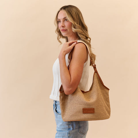 2-in-1 Luxe Shoulder Bag & Clutch- Tan