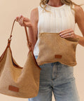 2-in-1 Luxe Shoulder Bag & Clutch- Tan
