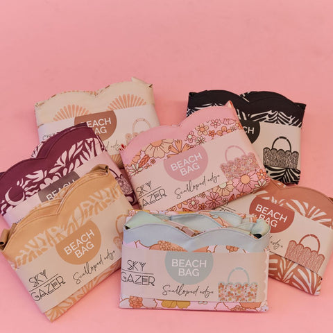 Scalloped Edge Beach Bag- Mocha Fern