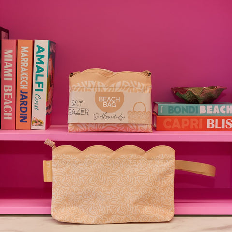 Scalloped Edge Beach Bag- Amber Bloom