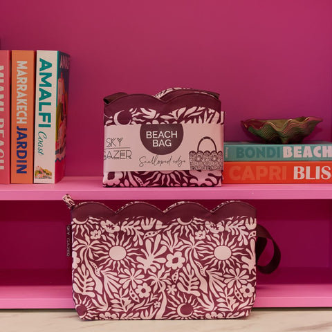 Scalloped Edge Beach Bag- Berry Sunrise