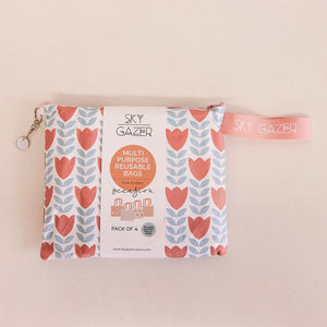 Multi-Purpose Reusable Bags (Pack of 4) Pale Blue