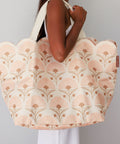 Scalloped Edge Beach Bag- Rosebud Cream