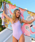 Sand Resistant, odourless, ultra-absorbent and quick dry, luxury beach towels.